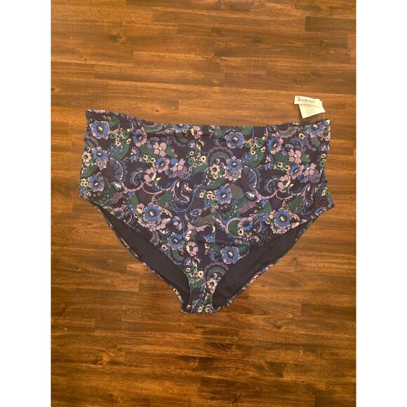 Amazon Essentials Other - Amazon Essentials Bikini Bottom Blue Floral Size 6X Plus Size High Waist NWT